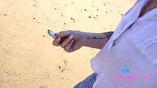 Behind the scenes, day date with Imani Valor to the beach with a footjob POV