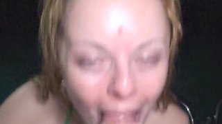 Late Night Beach Quick Blowjob and Big Facial