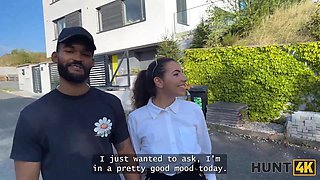 HUNT4K. Sweet Una Fairy is not too shy and showed her tits and pussy in public