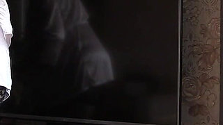 A Mature Wife with a Big Ass in White Panties in Everyday Life, Behind the Scenes. a Home Camera Watches This Plump MILF.