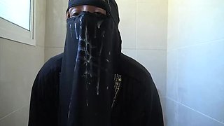 Moroccan Beurette from Marseille Takes Huge Cock and Gets Hijab Covered in Cum