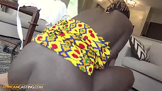 Ebony Babe Gagging On Big Dick & Facial Cumshot POV Casting