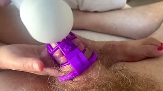 DamselinaX Makes Him Cum in Chastity Cage - Ruined Orgasm & Femdom Control