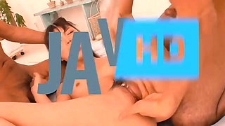 Asian MILF Creampie Sex with Hot Wife Airu Oshima: Satisfying Two Young Men's Cravings