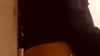 Horny Wife Eating Pussy in Kitchen, Horny, Against the Column I Put Him on His Knees to Suck Pussy