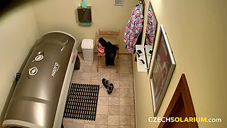 Czech Solarium 62: Busty Chick Strips in the Solarium and Puts on a Sexy Show