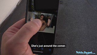 Black Angel's huge tits get pounded in public by a big dick in POV reality porn