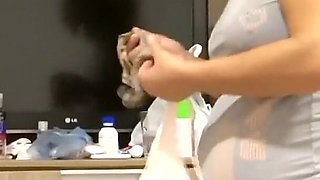 Stepmother on the Beach Gets Dressed and Undressed; I Jerk off While Filming Her.