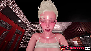 Mikazuki Blonde 3D Animation - Legs-up POV Missionary, Cowgirl on Chair, Anal Doggystyle Creampie