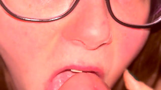 Amateur Wife Gives Sensual Blowjob with Titjob Cum