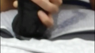 Enjoying thick and long dildo