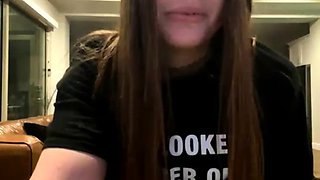 Cute curly brunette solo webcam masturbation