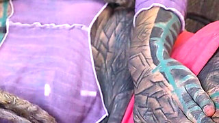 Tattooed Hippie's Anal Fucking with Big Toy and Get Fuck by Real Big Cock