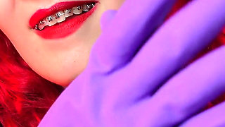 ASMR sounding: kitchen rubber gloves fetish