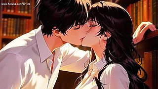 Gap Moe Glasses Beautiful Woman Private Study Session in Library Super Temptation Episode 2 AI Animation