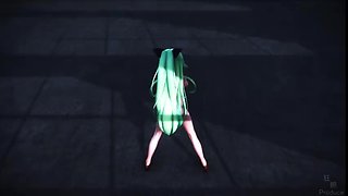 Fearless shemale chick dances with her monster cock all around
