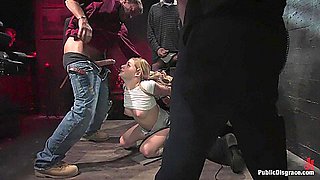 Dirty old men get serviced by 18 year old sluts in white panties!