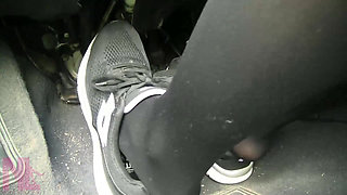 Sensual Pedal Pumping in Black Sneakers