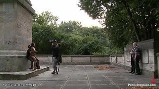 Busty Spanish babe fucked in public