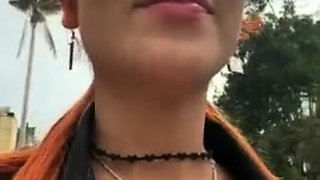 Petite amateur redheaded teen pisses and sucks cock