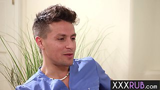 Experienced masseuse fucks coworker