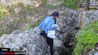 Public sex in a cave with Thai MILF slut