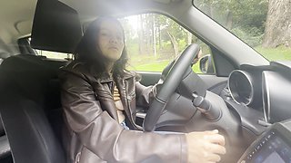 We Get Excited by Hearing the Sound of the Car, Kissing, Touching Each Other's Breasts and Having Orgasms.