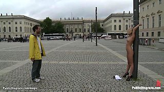 Blond gang banged in public places