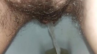 GinnaGg Hairy MILF Pissing Long Pee Close Up Bush Pussy
