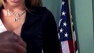 Blonde kinky boss Sara with big tits fucked by co-worker in the office