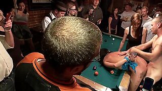 Dirty slut fucked in public pool bar