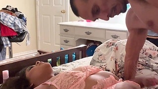 Sticking 12 inches dildo in to my wife’s wet tiny pussy