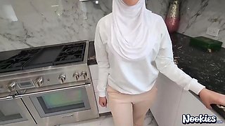 Sexy Buxom Muslim Hottie Sophia Leone Shares Her Stepson's Cock With Her Bestie In Hijab
