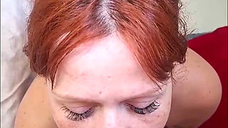 Cum on the Face of the Married Redhead Before Her Husband Arrives