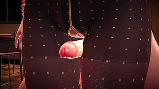 Nylon-clad Sexy Teacher Rino: 3D Animation - Thighjob Fetish Big Dick, Close-up Pussy Views in Parallel Plank Pose, Creampie