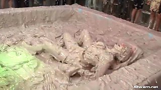 lesbian mud wrestling action