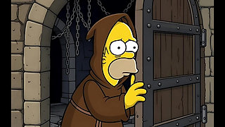 Slut in Chains Takes His Cum. Erotic Fantasy. Cartoon Parody of the Simpsons