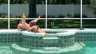 Hairy Brunette BBW Squirting Orgasm Outdoor Fuck with Micro Bikini Splatter