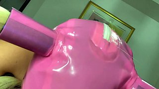 Webcam busty blonde stripped covered by oil anal masturbate