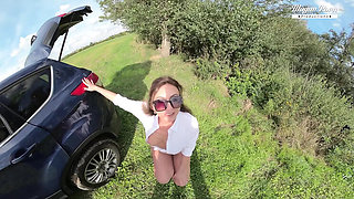 Anal Creampie For MILF Julia North - Doggy Style Fuck in Car