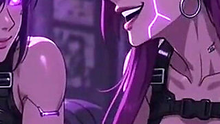 Cyberpunk Fun Girls in Their Room, Ai Animation
