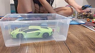 Sexy MILF, hairy pussy, big ass, vacuum cleaner in empty house. Latina with big hairy tits