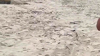 On the Beach in a Thong Bikini Showing My Big Ass