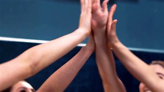 Girlsway - pretty brunette's sensitized massage to her bestie turns into spunky first ever time sapphic sex