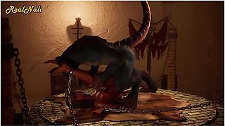 Car Toon - Horny Girl Is Dominated By A Lizardman Double Cock Monster 3d Porn Wild Life