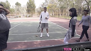 Charlotte Sartre gets her tight ass drilled by her tennis coach Steve Holmes