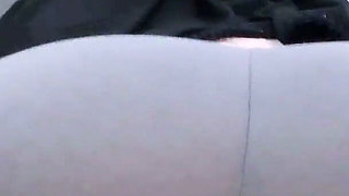 POV a Sexy Hijabi Girl Stretching in Yoga Pants Showing off Big Ass and Cute Pussy