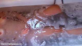 Busty Czech amateur wife gags on cock in shower & swallows every drop