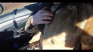 Cheating Latina Wife Gives Blowjob in Fur Coat - Amateur MILF Deep Throat