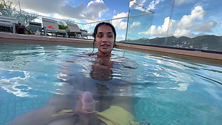 Busty India Gives an Amazing Blowjob in the Hotel Pool to Everyone's Glass- Yasmina Khan